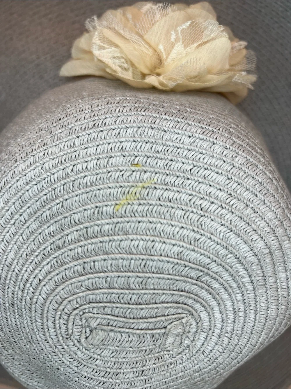 August Hat Company Gray Wide Brim Sun Hat w/ Flower